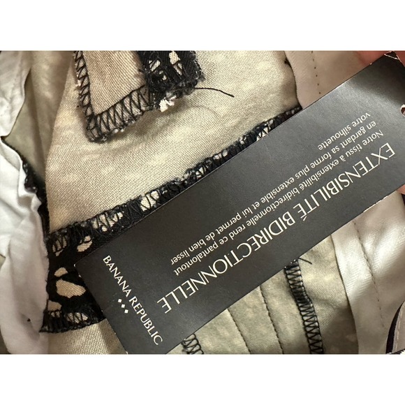 Banana Republic The Sloan fit black cream print straight legs pants size 14 - Picture 6 of 12